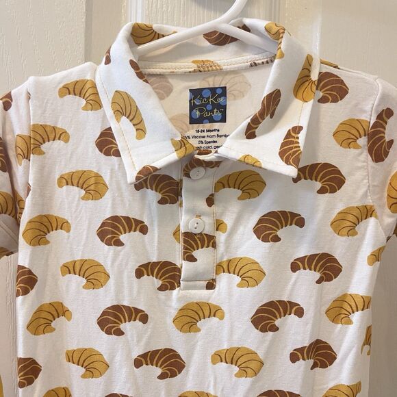 Kickee Pants Natural Croissants Polo Romper Bamboo Boys Size 18-24 Months - Picture 9 of 14